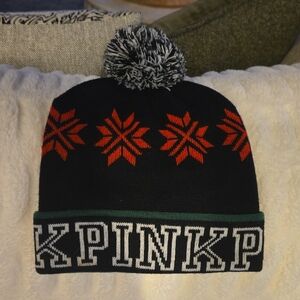 Like New!!  PINK Victoria Secret Beanie w/ pom pom